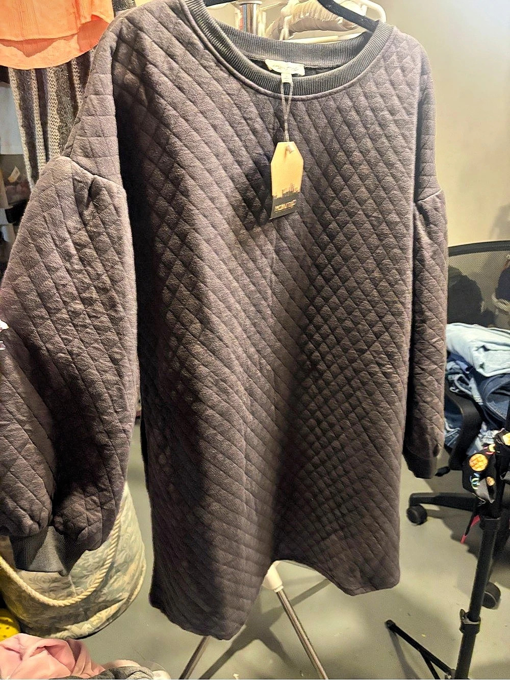 NWT MAIN STRIP dark brown quilted sweater dress